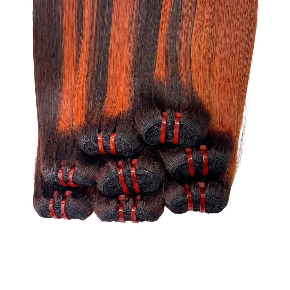 Hot Product In The African Region Weft Hair Bone Straight Piano Orange 100% Raw Vietnamese Human Hair Extensions by Poxi Hair
