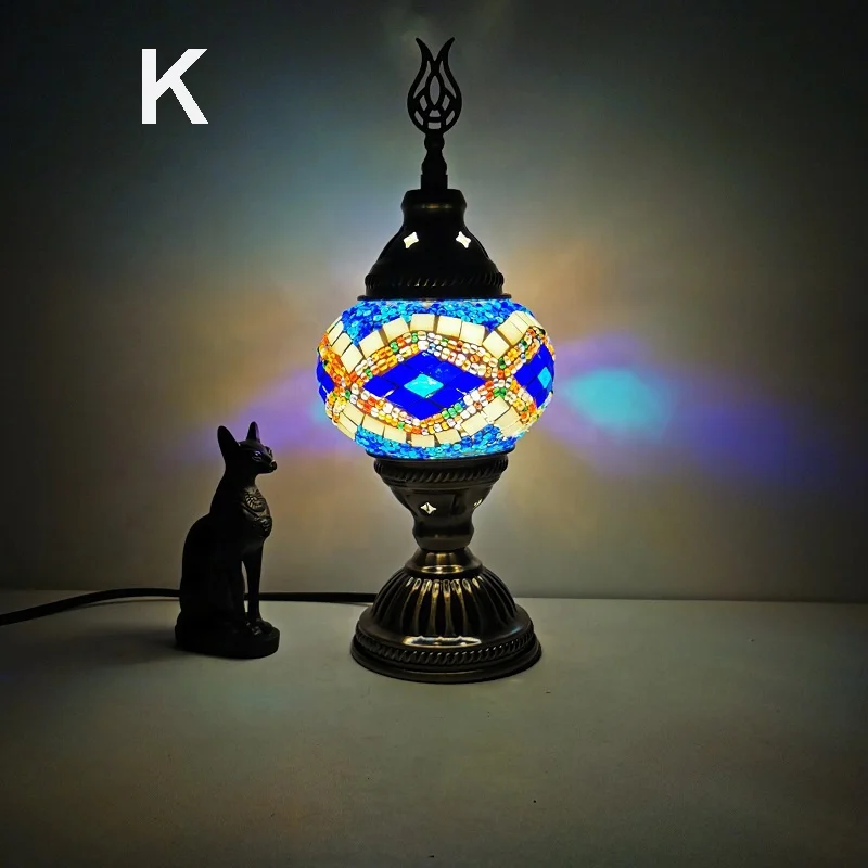 Table Lamp Decorative Handcrafted Small High Quality Dropshipping Turkish Mosaic Glass Iron Modern Novelty LED Bedroom 1 Piece