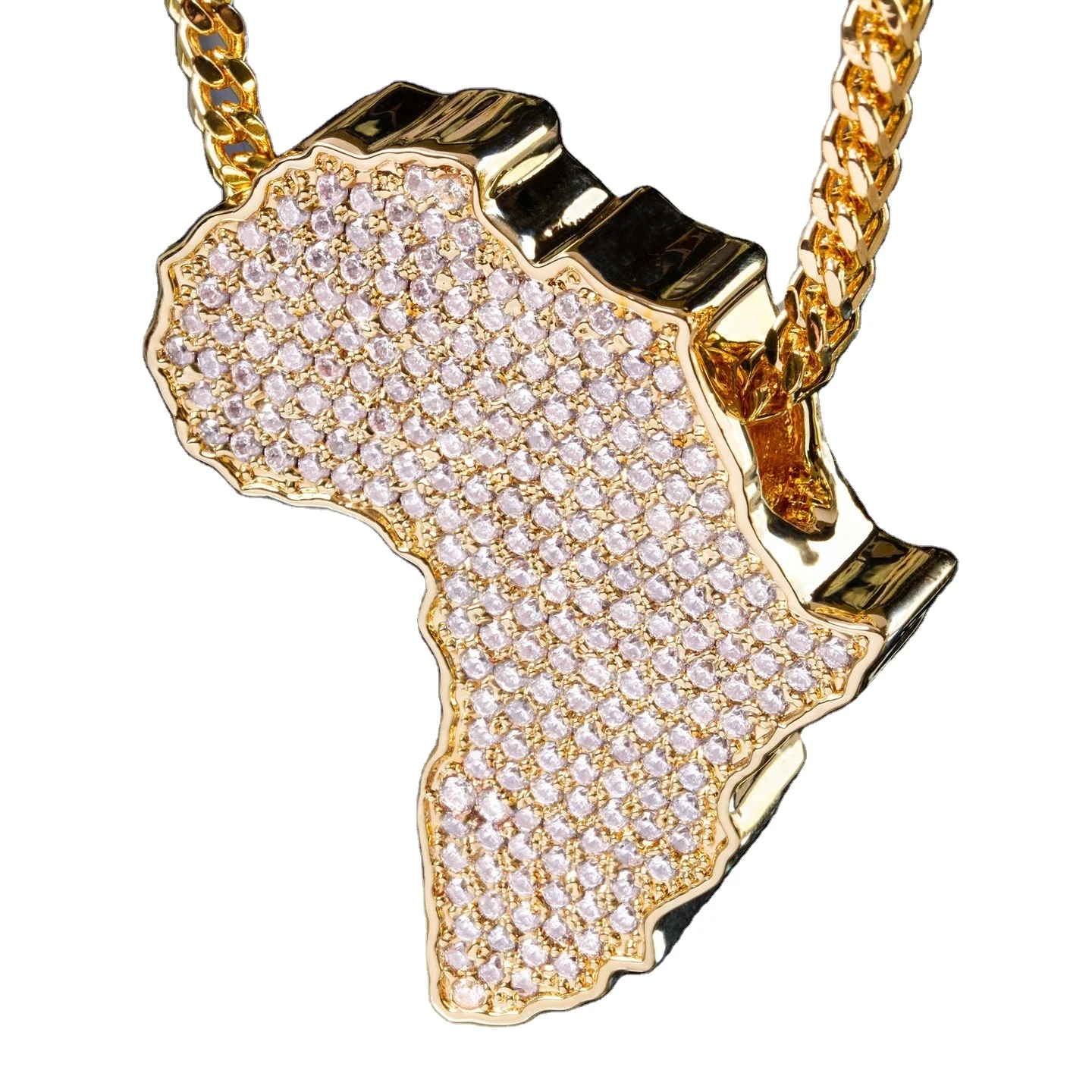 Mesmerizing Fully  Iced Out AFRICA Pendant Solid Metal Made 10KT and 14KT Purity Hip Hop Pendant