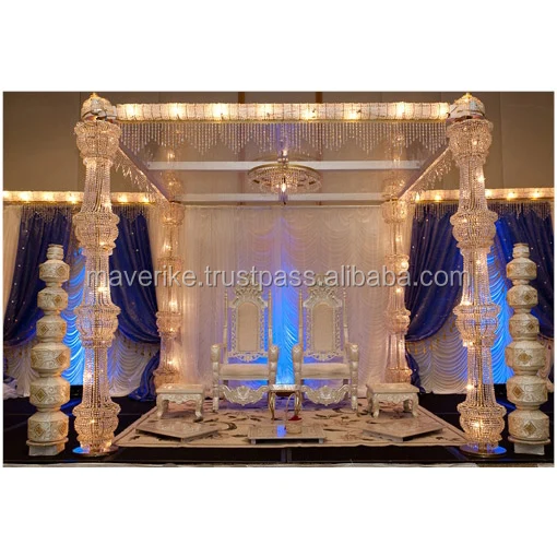 Crystal Wedding Mandap Event & Party Decoration Supplies High quality White wedding stage Royal Wedding mandap