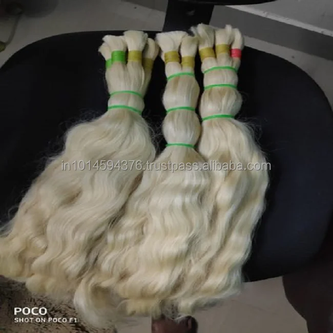 Оптовая продажа с фабрики блонд человеческие волосы волнистые натуральные для наращивания от индийского оптового продавца!