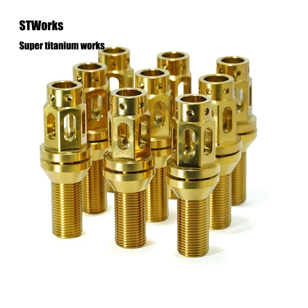 CNC Machining auto modification  Titanium alloy Bolt Custom conical seat Car Rim Bolts  M14X1.25 /1.5