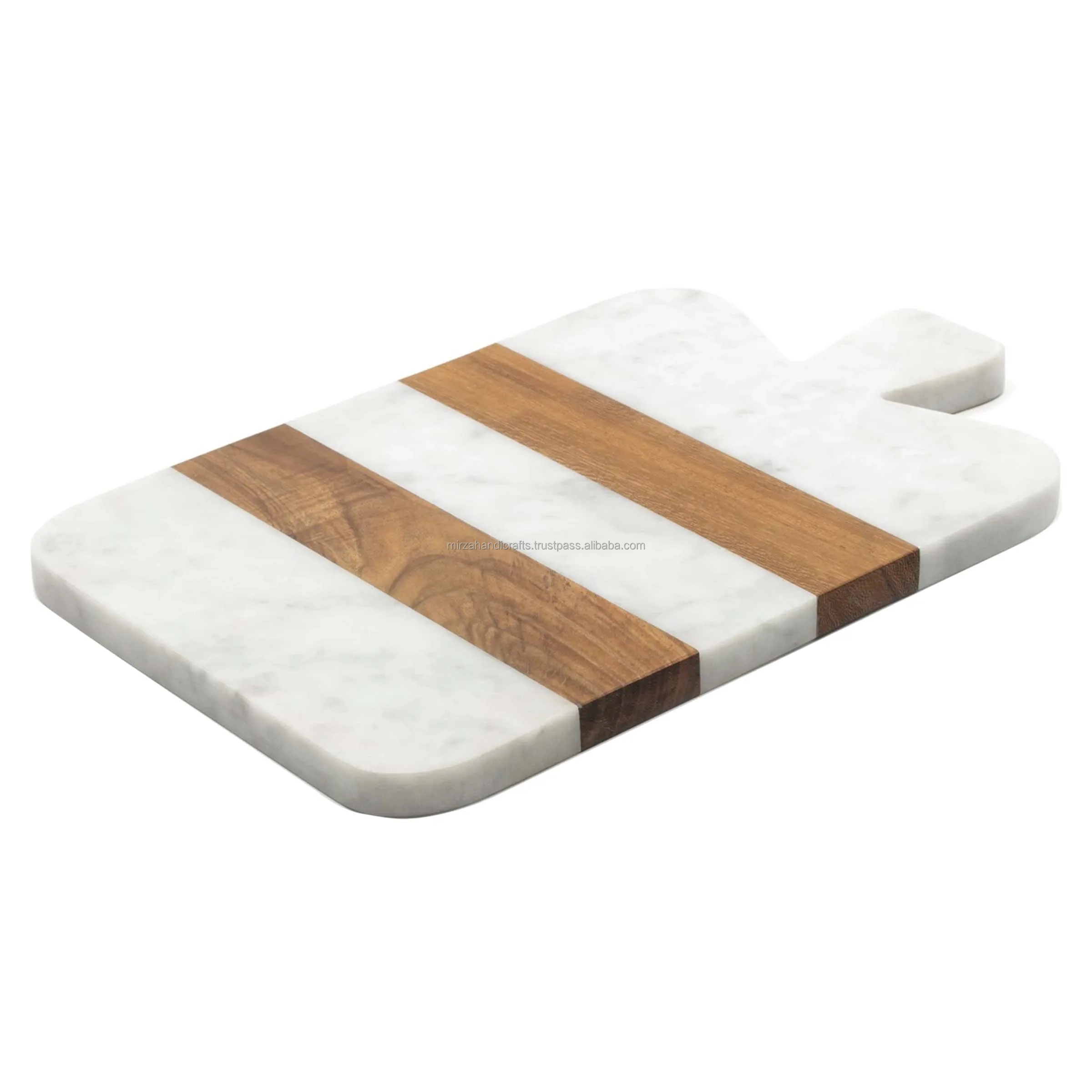 Acacia Wood With Marble Cutting Board White & Brown with handle High quality products