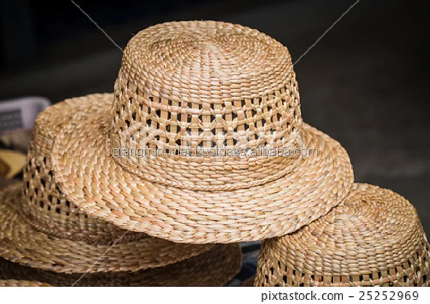 Trendy Vintage Handwoven wide Brim Seagrass Straw Water Hyacinth Beach Hats for Women Gifts from Vietnamese Manufacturer