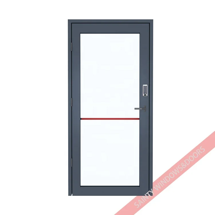 Aluminum door public door with digital lock and panic bar villa exterior front smart door