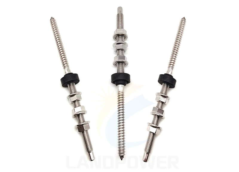 Solar Roof Double Threaded Hanger Bolt Solar Mounting System  Solar Roof Bracket Pitched Tin Roof Adjustable Stud L Foot