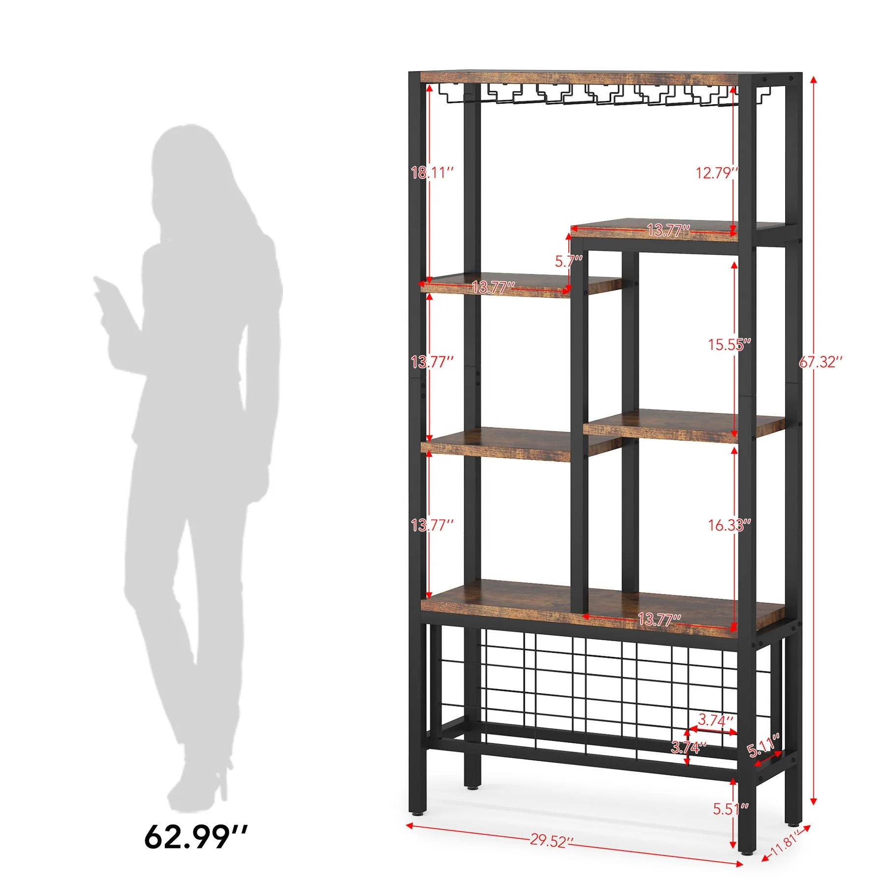 Tribesigns Kitchen Shelf Rack Organizer Microwave Oven Stand Wooden kitchenware Storage Coffee Buffet Bar Cabinet
