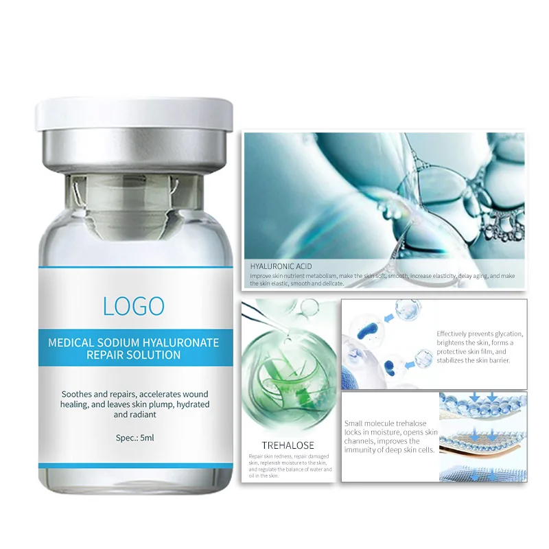 Hot Sale Moisturizing Facial Serum Anti-Acne Repair Scars Face Liquid Serum Medical Sodium Hyaluronate Repair Solution