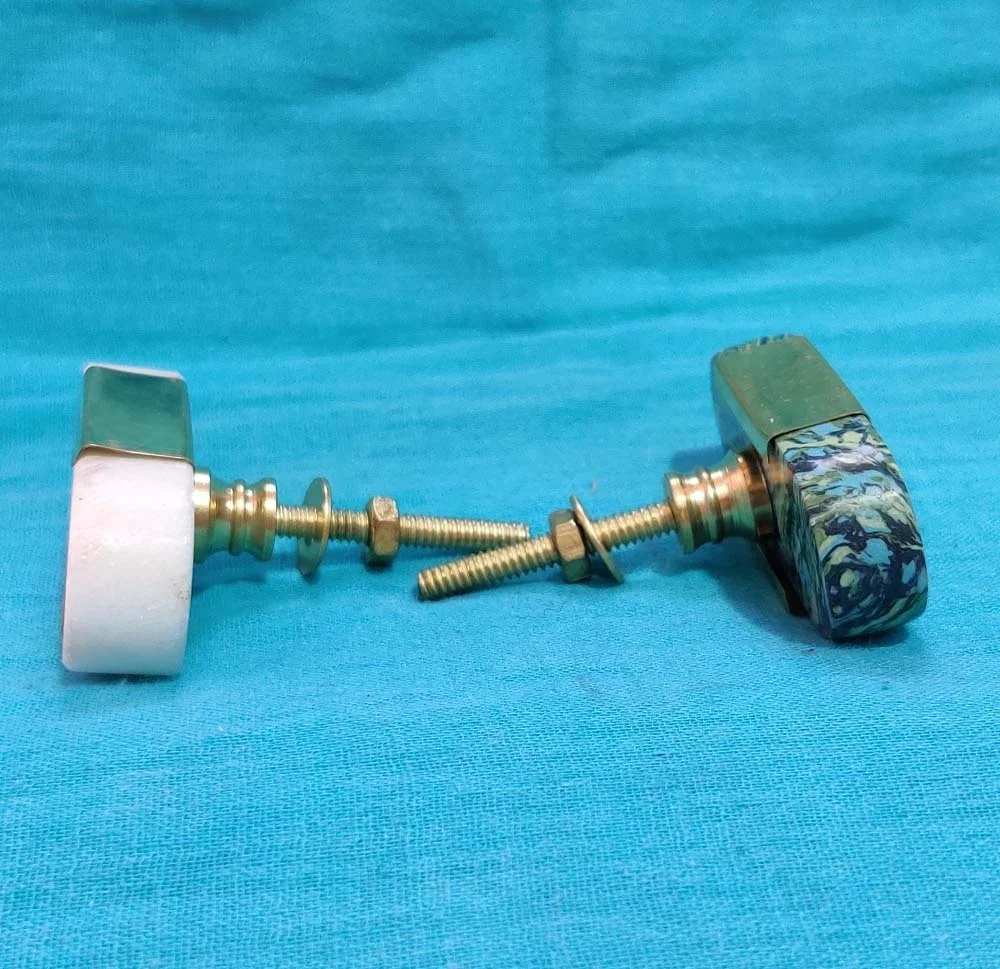 Wholesale New Australian Standard Luxury Stone Drawer Knobs  Brass Finished Cabinet Pulls in Customized Size Furniture Handles