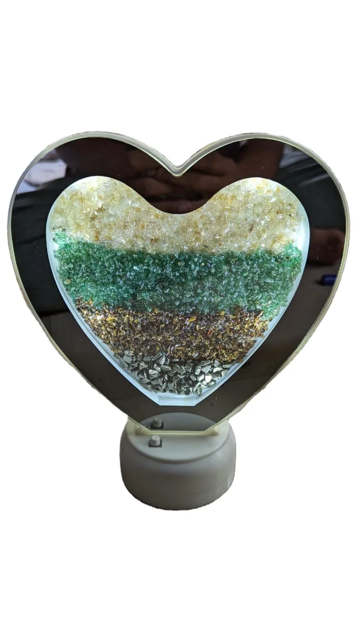Crystal Lamp Crystal pyrite Chips Beautiful Heart Shape Lamp Customized Lamp