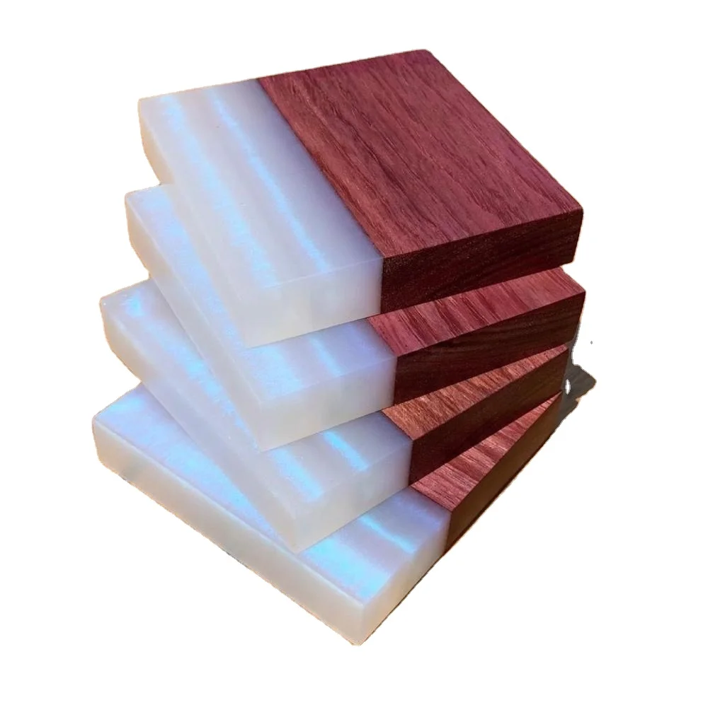 2024 Best Selling Resin And Wood Tea Coaster 4 Piece Set Decorative Tea Coaster Vintage Style Table Mats and Pads Drinks Coaster