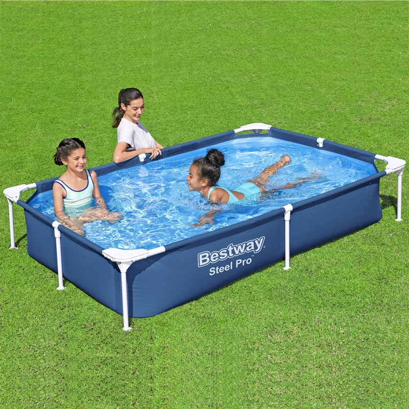 Bestway сталь Pro 56401 Piscina синий прямоугольный наземный бассейн сад ПВХ