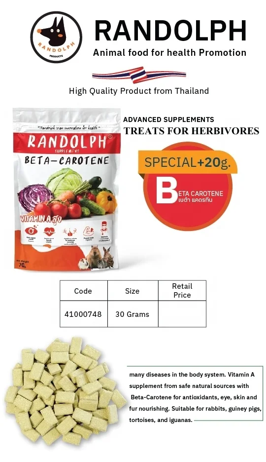 Treats Beta Carotene for Herbivores Skin and Fur Nourishing Suitable for Rabbit, Guiney Pigs, Tortoises, and Iguanas.