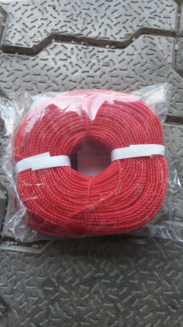  Полиэфирная веревка HDPE 2 мм/3 мм/4 мм/5 мм/6 мм 3-жильный трос из полиэтилена/ПП витая Катушка рулон Ханка с индийского завода