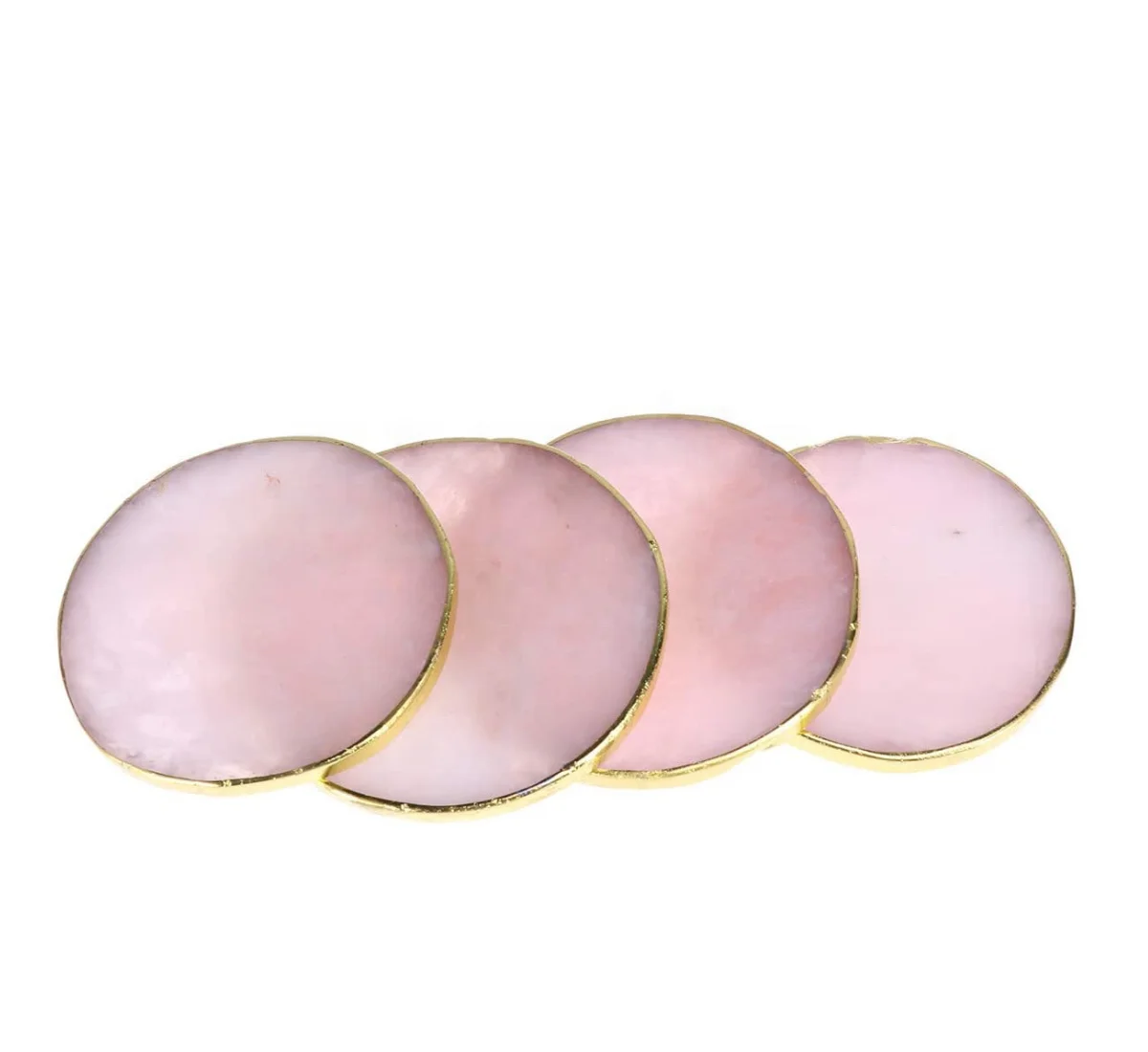 Rose Quartz Agate Coasters with Gold Trim : Rose Quartz Agate Slice Coasters : Wholesale Agate Coasters