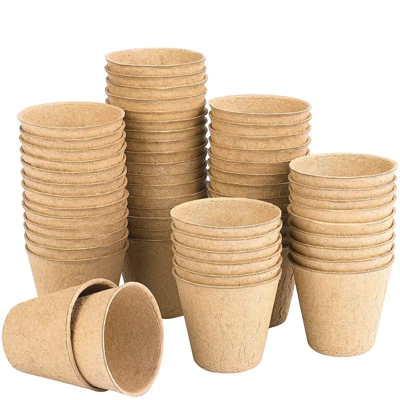 Plant Fiber Paper Pulp Plant Nursery Seedling Cultivate Biodegradable Round Cup Garden Supplies