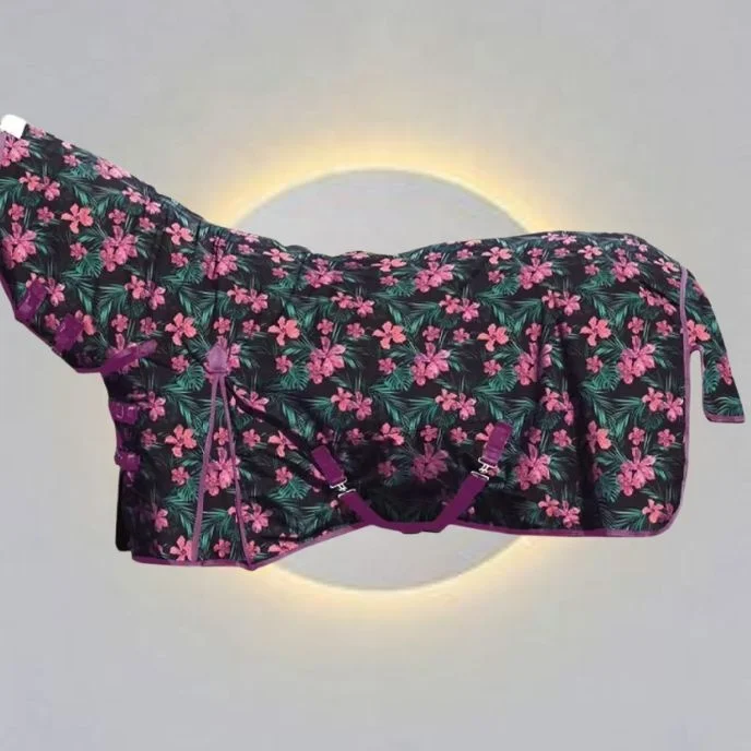 Tropical Texture Breathable Water Resistant 1200D Ripstop Nylon Winter Horse Rug Horse Clothing Combo with Removable leg straps