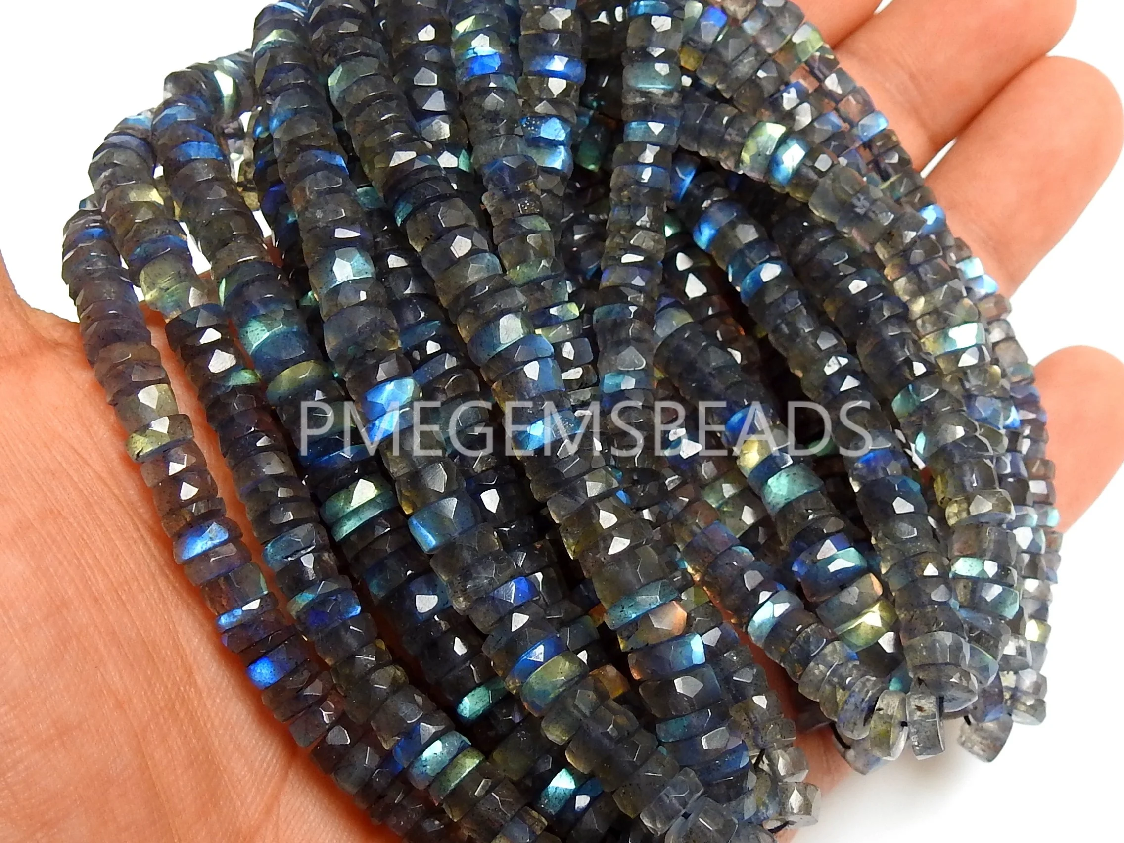 Labradorite Tyre,Coin,Button,Wheel,Bead,Multi Flashy Fire,Faceted,Loose Stone,Necklace,Bracelet 8Inch 6MM Approx 100%Natural