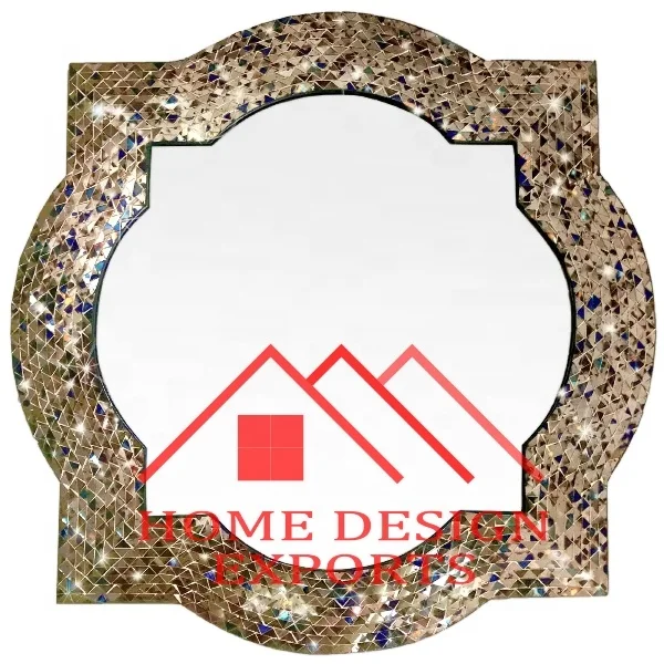 Table Wedding Decor Accept Round Sunburst Mosaic Wall Mirror Frame for Home Hotels & Restaurants