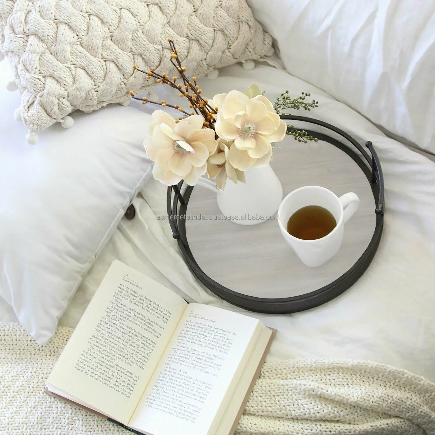 Современный дизайн поднос для еды из металла и мрамора с черным покрытием границы отеля ресторана быстрого питания