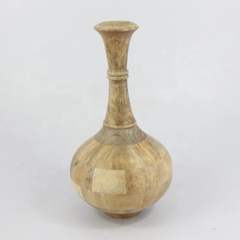 Elegant Wooden Vase Flower Pot Brown White Color Home Decoration Custom Finishes Decorative Supplies Custom Size Ecological Item