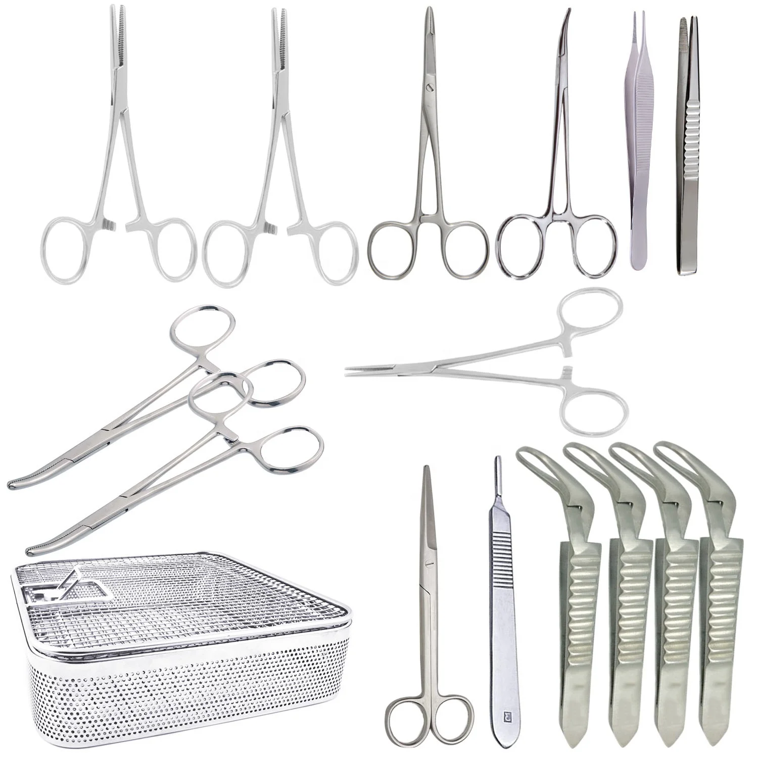 Canine Castration Kit of 16Pcs Basic General Thoracic Bitch Minor Spay Major Set Veterinary Ovaries Removal instruments
