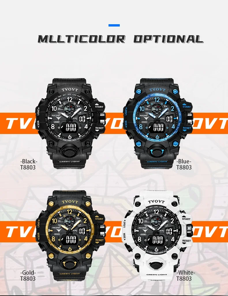 G Style Custom Logo Water Proof Designer Dual Time Watch Top Brand Analog Sport Digital Watch Men Wrist Luxury Montre 8803