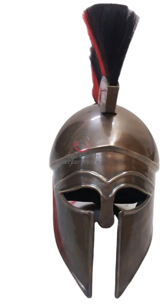 Medieval Knight Greek Corinthian Armour Helmet With Plume Wearable Halloween Theater Cosplay Costume