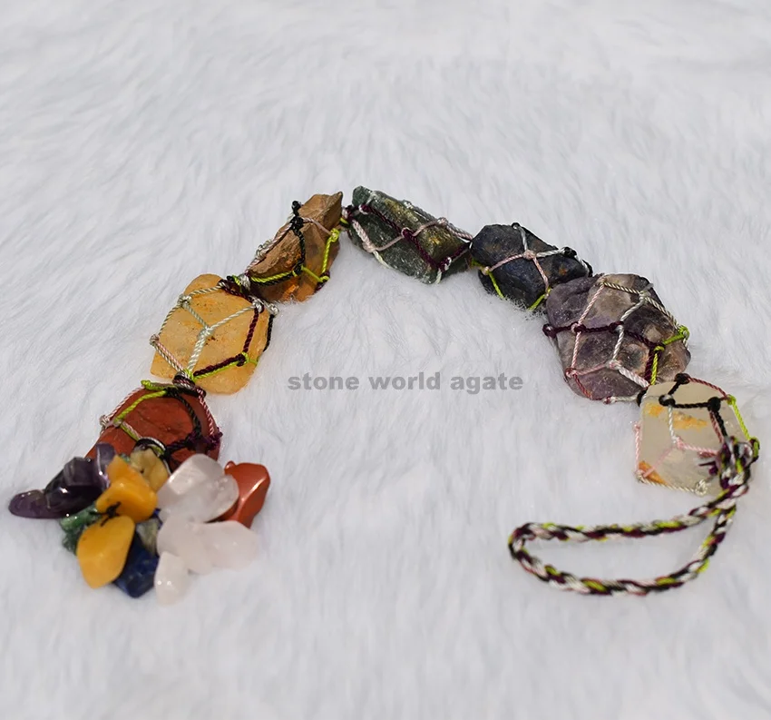  Натуральный 7 чакр необработанный камень подвеска для автомобиля Хрустальный драгоценный подвесное украшение дома