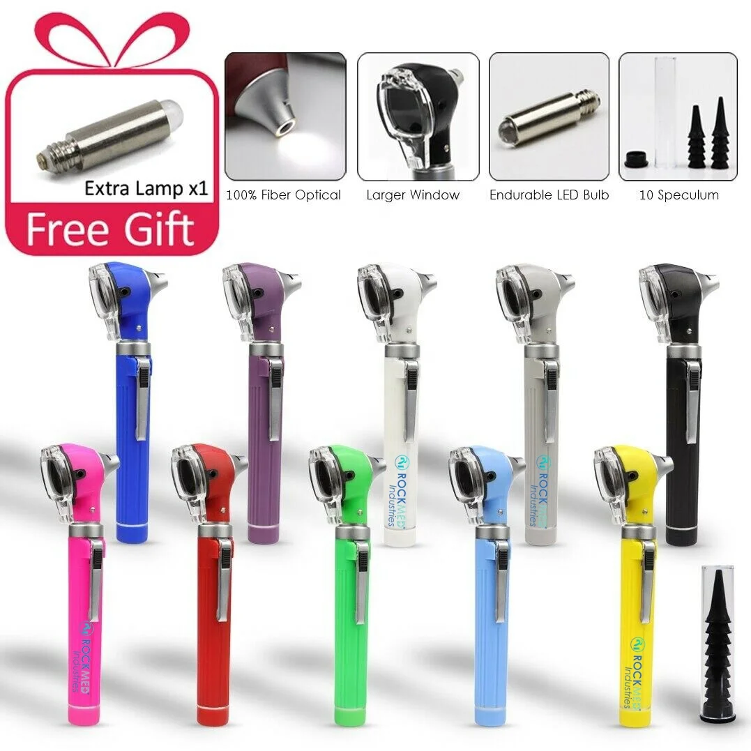 LED Fiber Optic Direct Portable Medical Ear Otoscope ENT Ear Care Diagnostic Mini Otoscope Set CE