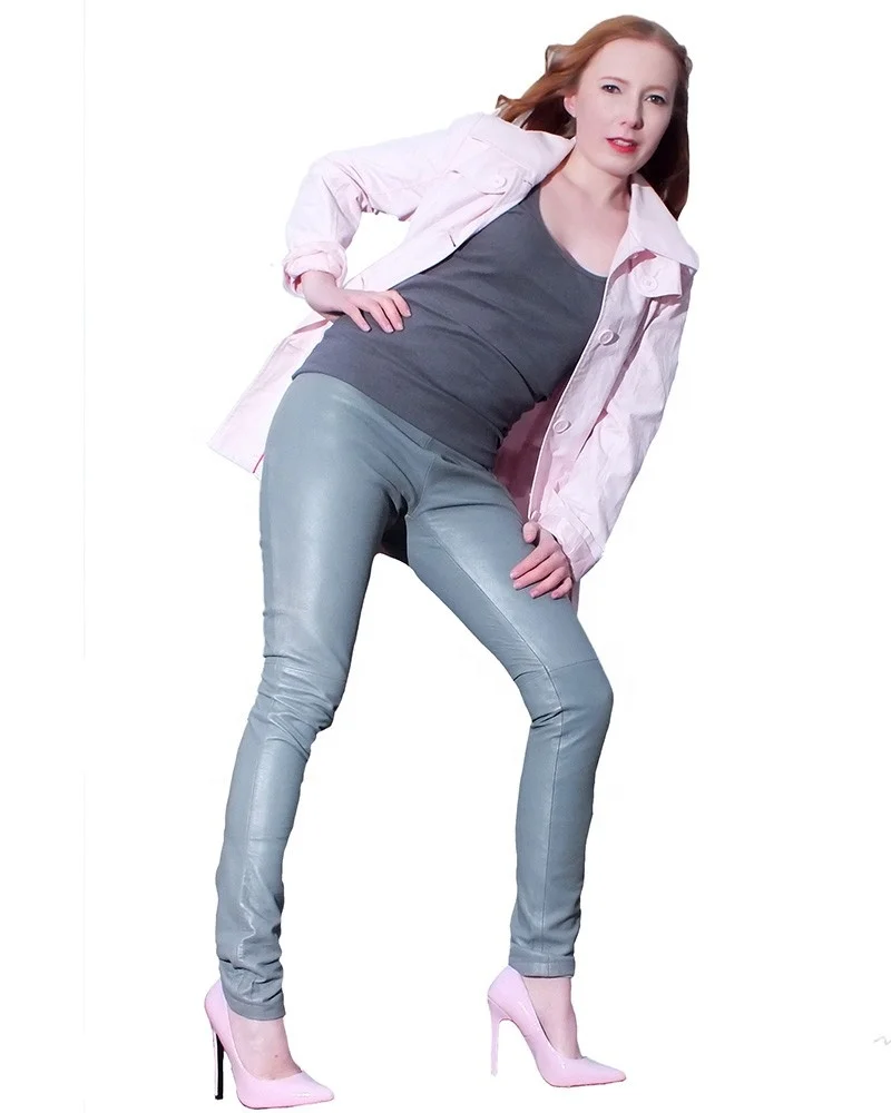 Leather Pants For Ladies High Quality Custom Made Wholesale Ladies Pure Leather Pant Champagne Color Women Fashion Pant