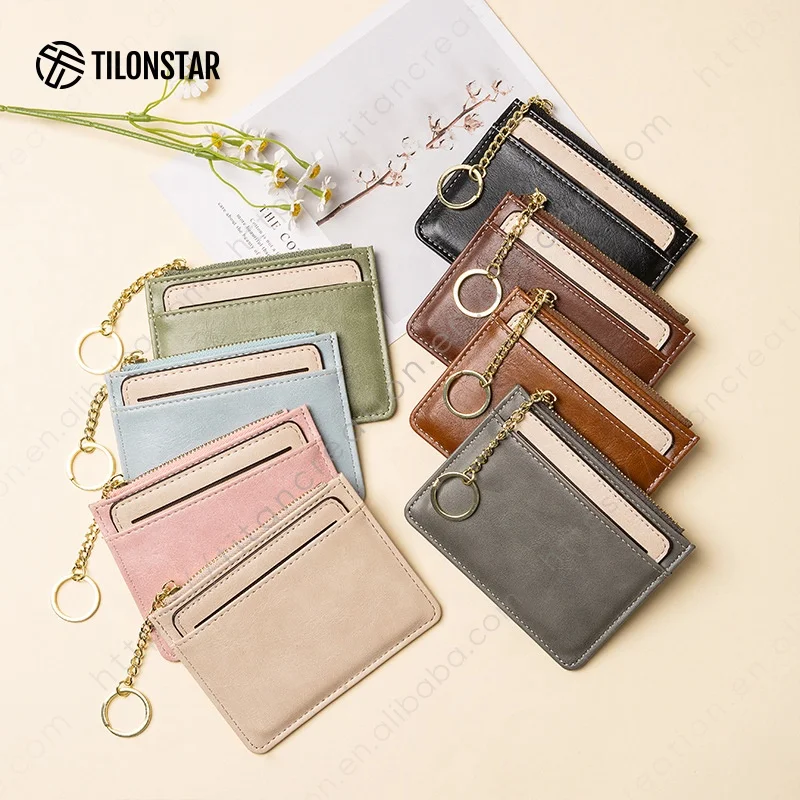 TILONSTAR New Detachable Dual-Purpose PU Card Holder Multi-Functional Small Wallet Zipper Coin Purse