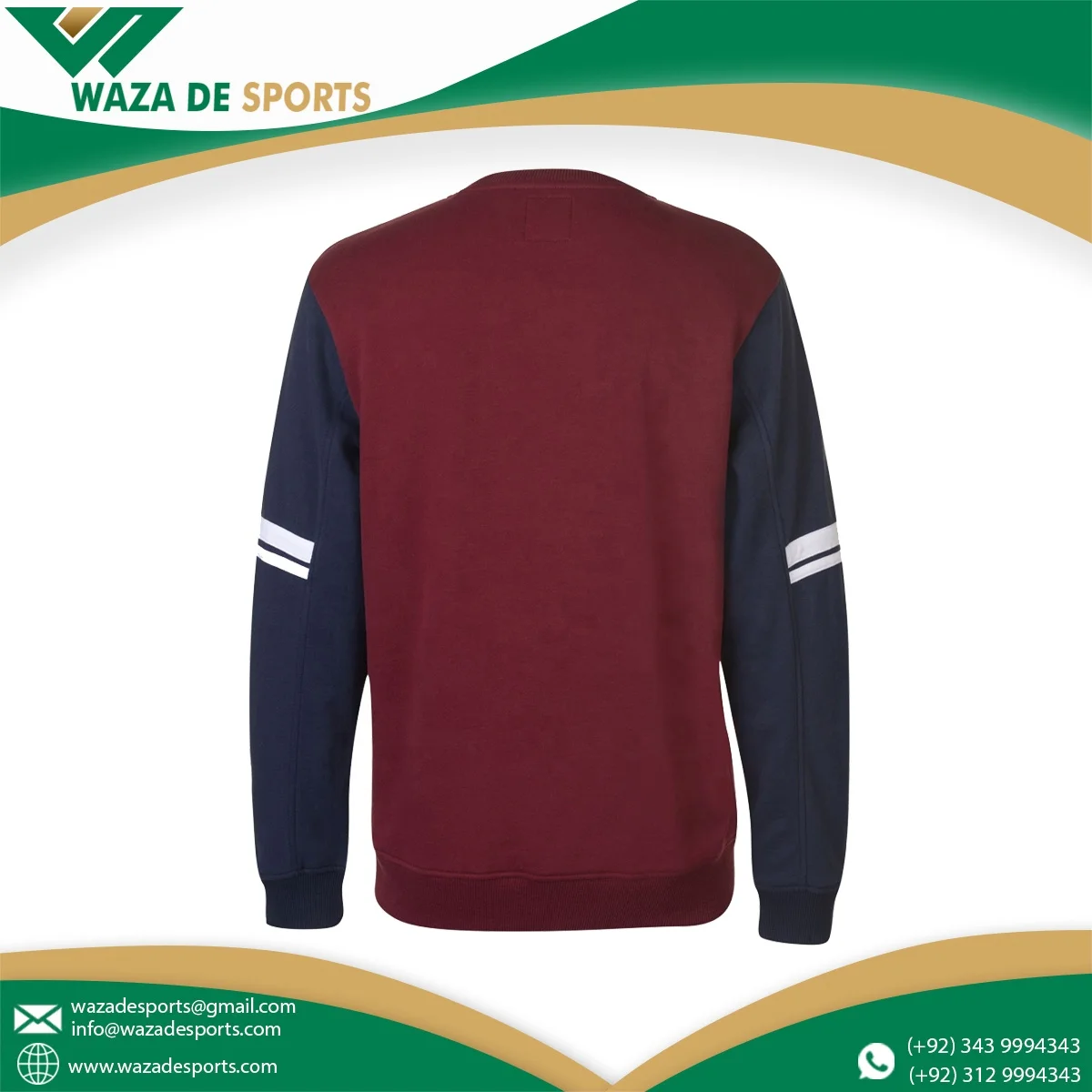 High Quality Contrast Sleeves Sweatshirt | Street Wear Casual Clothing 100% Organic Cotton Red & Blue Color Sleeves Sweat Shirts