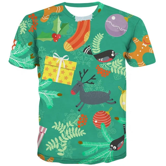 Breathable Oversize Tshirt T-Shirt Men Tree T-Shirts 3D Anime Clothes Christmas Gift Tshirts Casual Short Sleeve