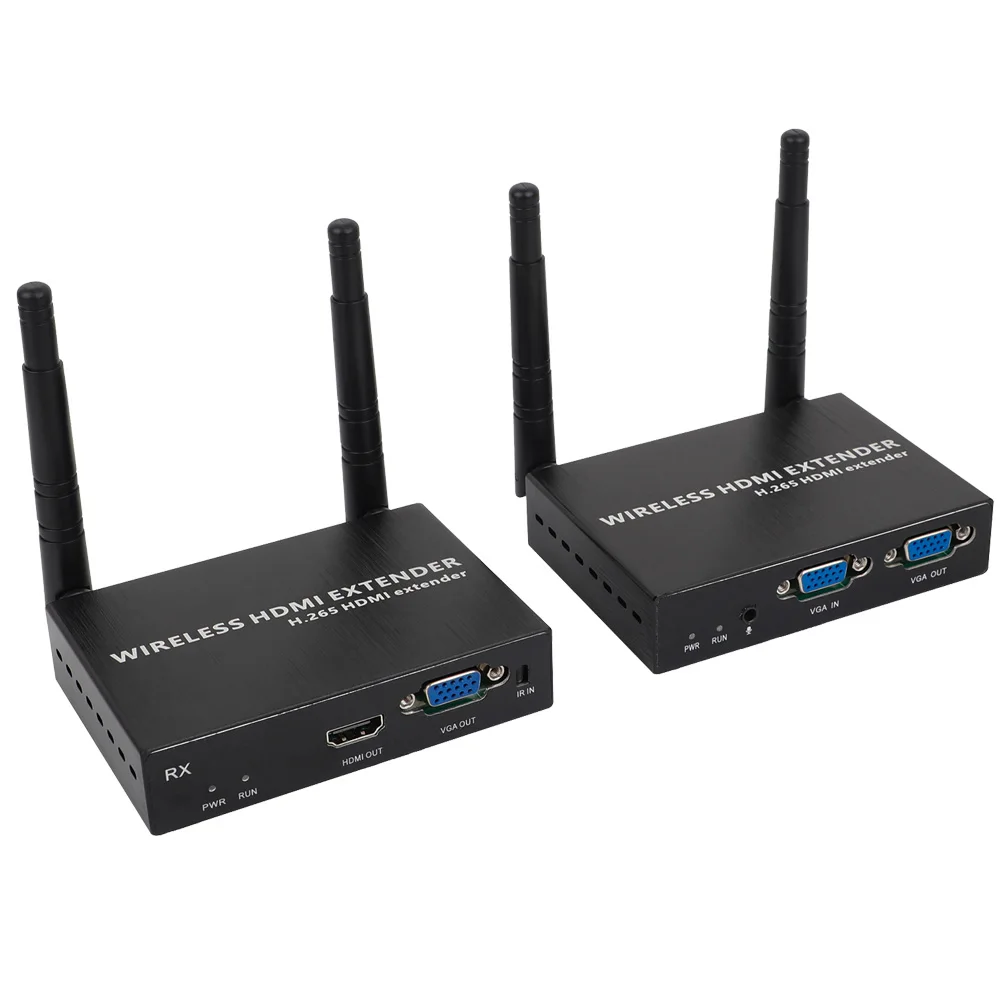 EXVIST 1*Tx+2*Rx H.265 1080P 60FPS VGA Wireless Transmitter Receiver Video Splitters Converters 656ft 200M Wireless VGA Extender