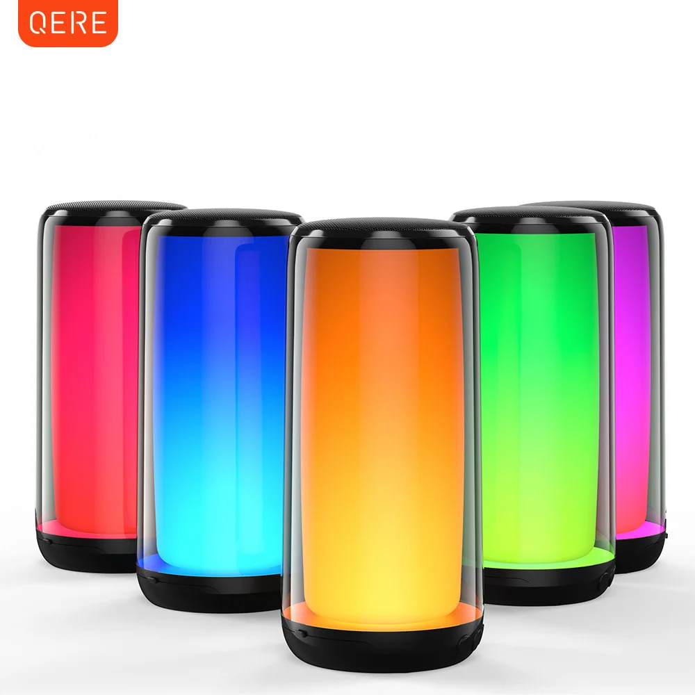 Wholesale QERE HF33 Mini Portable Wireless Speaker Outdoor Subwoofer With 360 Led Flashing Colorful Metal Bass Speaker