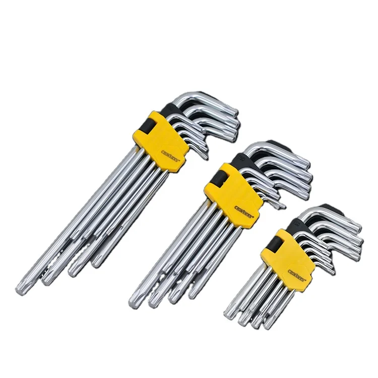CROWNMAN Mechanic Tools Classic CR-V 9pcs Trox wrench set Standard and L and extra L Allen wrench