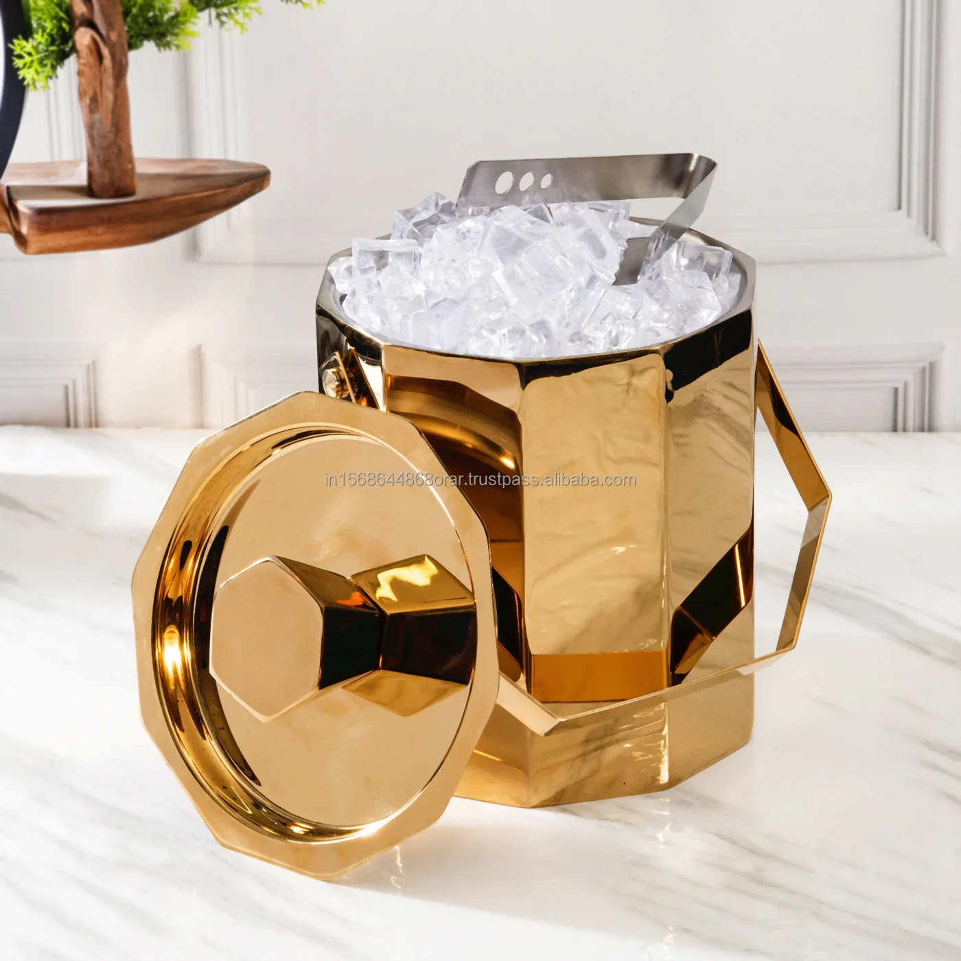 Exclusive Hexagonal Stainless steel ice bucket highly mirror polished for party occasions & beverages champagne cocktails gifts