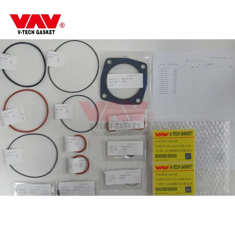 6D140 AIR COMPRESSOR 6211K80104 ENGINE GASKET KIT FOR KOMATSU