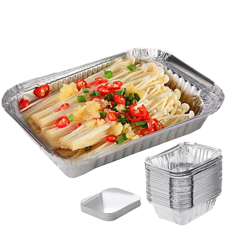 600ml Recyclable hard microwavable foil  8011 aluminum  containers takeaway food box for aluminum foil pans containers