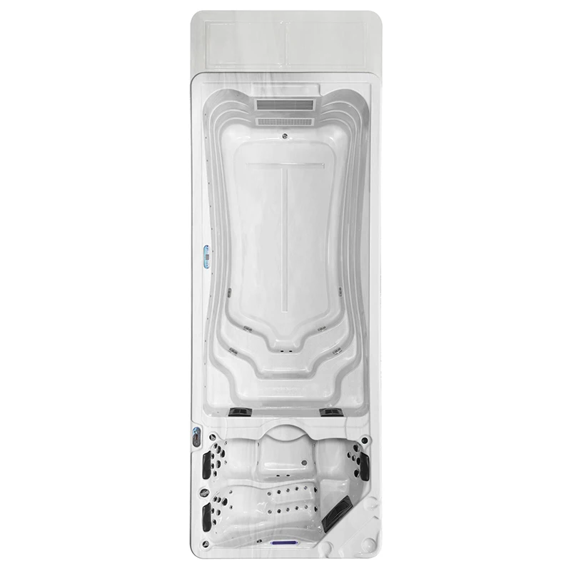 Above Ground Designs Fiberglass Acrylic Outdoor Hot Tub Rectangular Family Swim Spa Pool Thermostatic Endless Swimming Pool