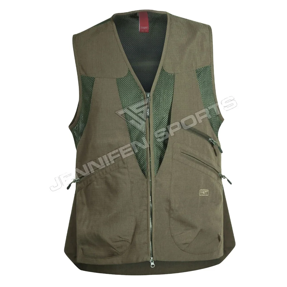 Summer Hunting Vest Men Shell Material Cotton Canvas/Mesh Fabric Zipper Closing Chest&Front Pockets Inside Woven Label