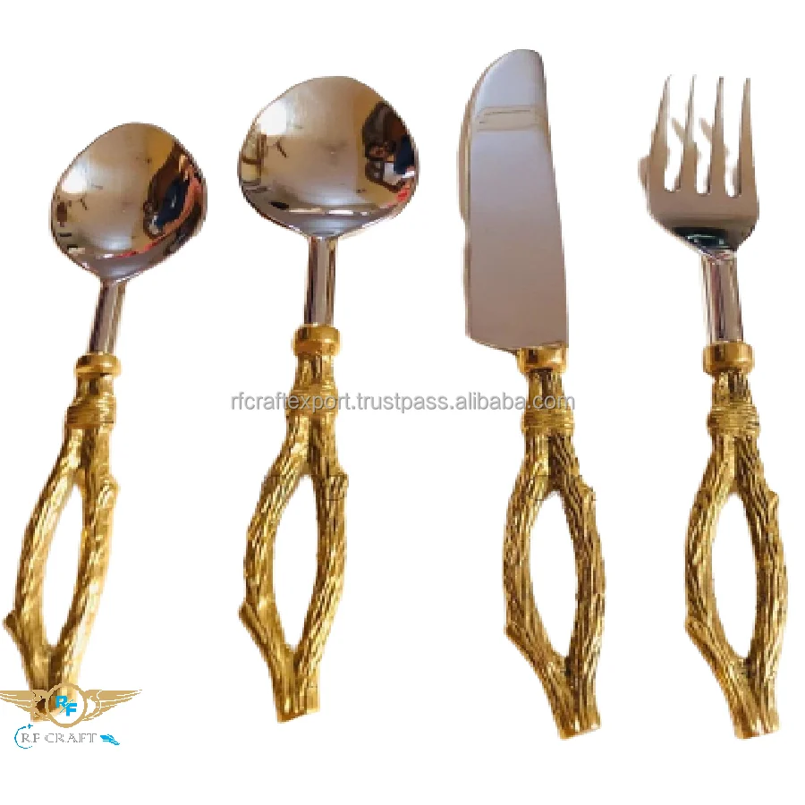 Luxury gold plated  cutlery Spoons  Flatware Set cutlery set spoon flatware sets for kitchenware
