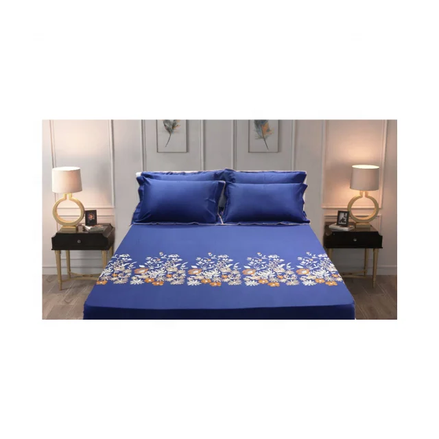 Royal Blue 100% Cotton Embroidered Bedspread 240gsm Soft Feel Made In India For Dropshipping Available In Queen And King Sizes