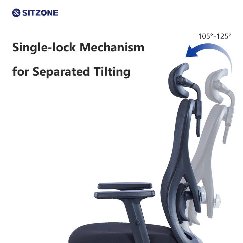 Sitzone Ergonomic Office Chair Adjustable Mesh Chair 2D Lumbar Support Work Executive Office Furniture Staff Chair