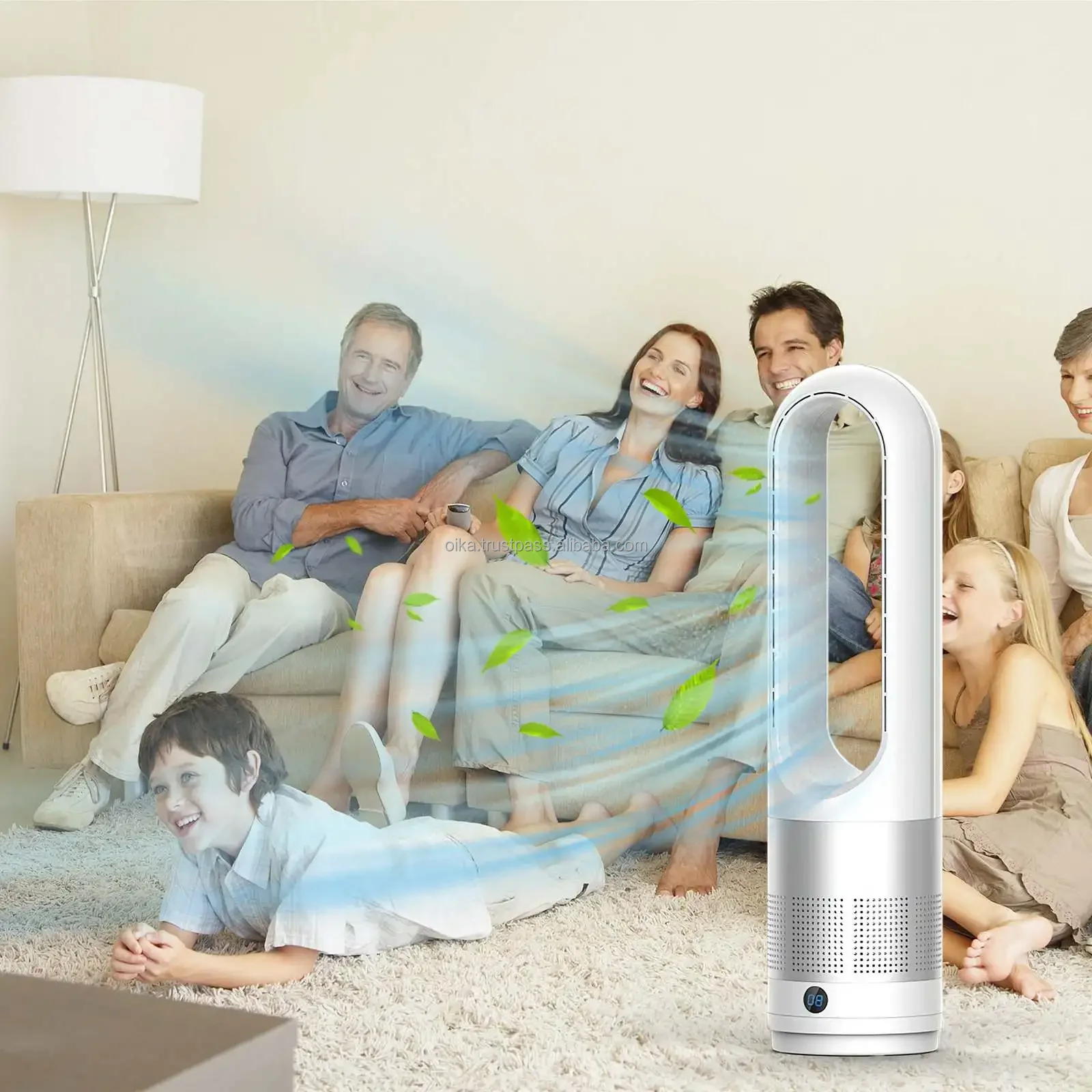 Top Selling Bladeless Pedestal Fan Smart Oscillate 1-9 Hour Timed Remote Strong DC Motor Low Noise Household Outdoor Use Garages