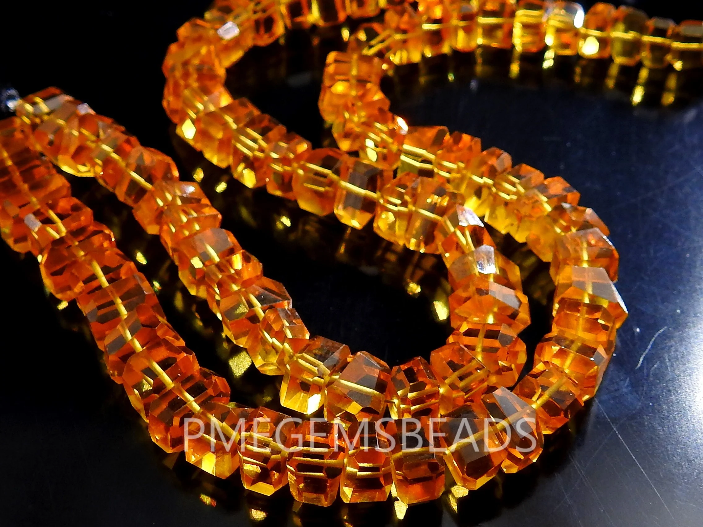 Citrine Yellow Quartz Faceted Tumble Nuggets Gemstone For Jewelry 8Inch 6-8MM Approx