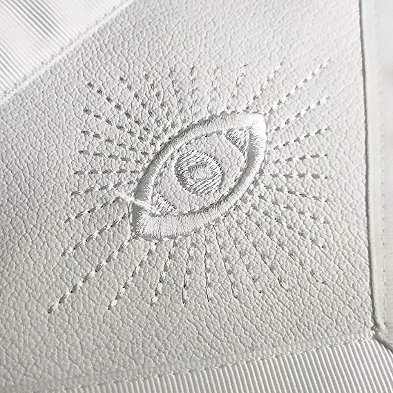 Masonic white apron square and compass machine embroidered logo with adjustable belt and backing with pocket