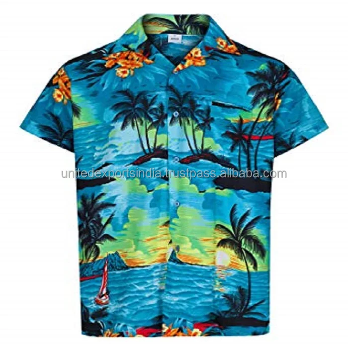 Hot Sale Hawaiian beach Shirts for mens Polyester micro digital printed multiple color options from india
