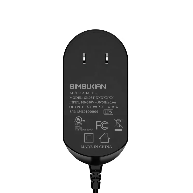 Simsukian SK03T 30v 1.2a ac dc power supplies 30w us power adapter